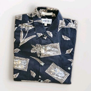 Campia Moda Mens Hawaiian Short Sleeve Button Up Shirt Size Large Floral